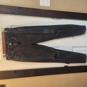 AEO Women's Distressed Black High-Waisted Mom Jeans- Size 2 Regular